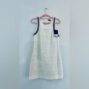 The Kooples White Ribbed Tank Dress with Black Trim